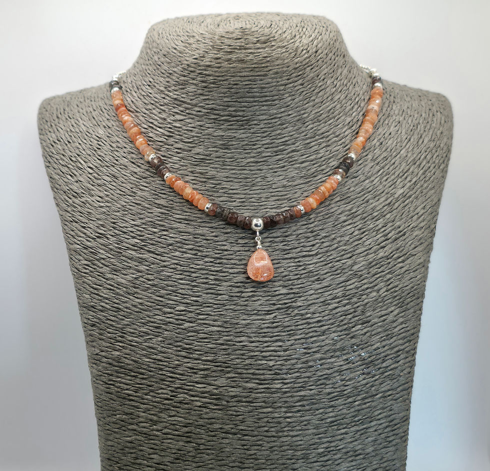 Thumbnail: Sunstone necklace on grey necklace bust