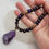 Thumbnail: Wooden beaded amethyst necklace with large amethyst pendant on cord
