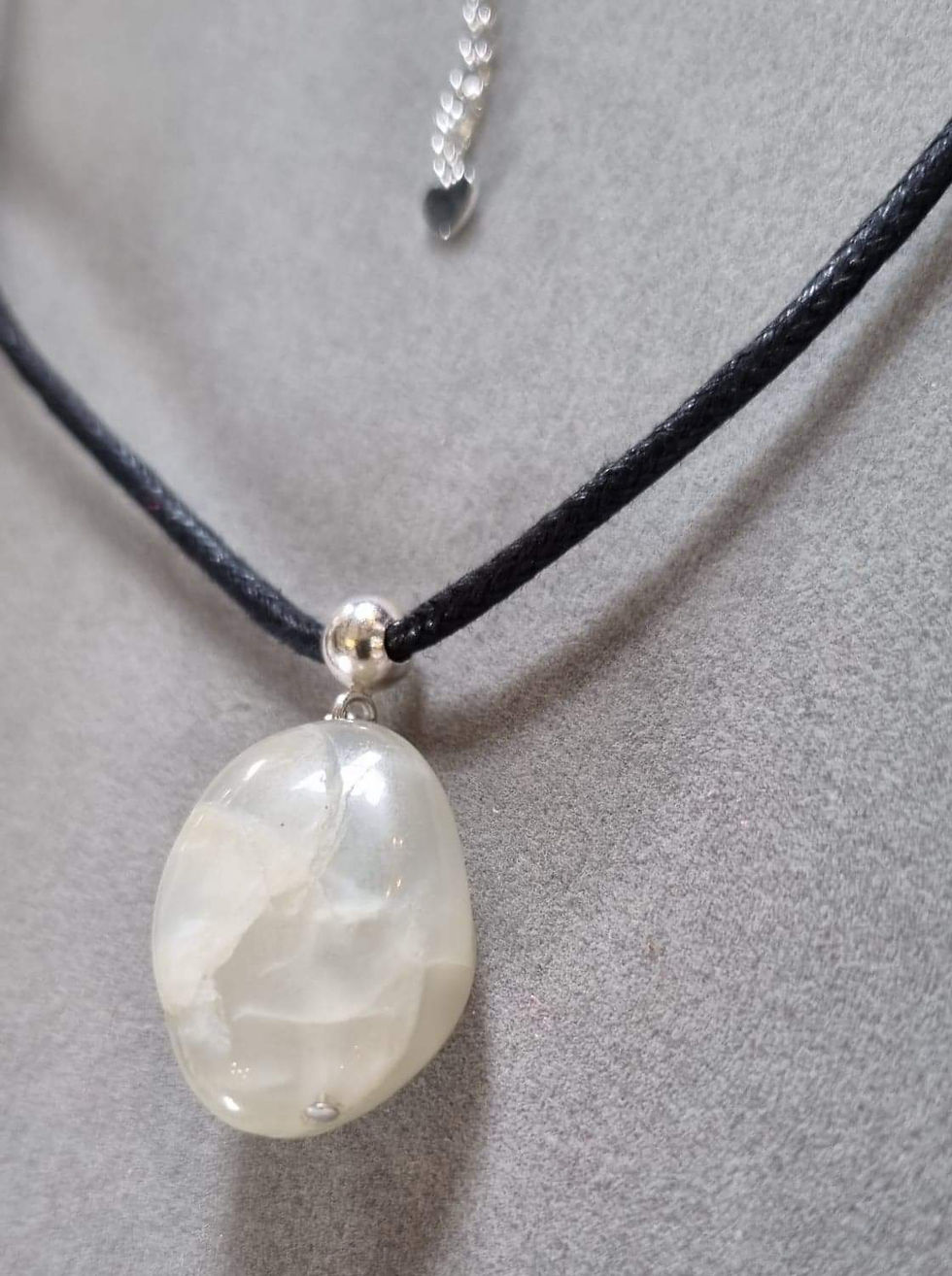 Thumbnail: Prehnite Crystal Pendant on Black Cord 