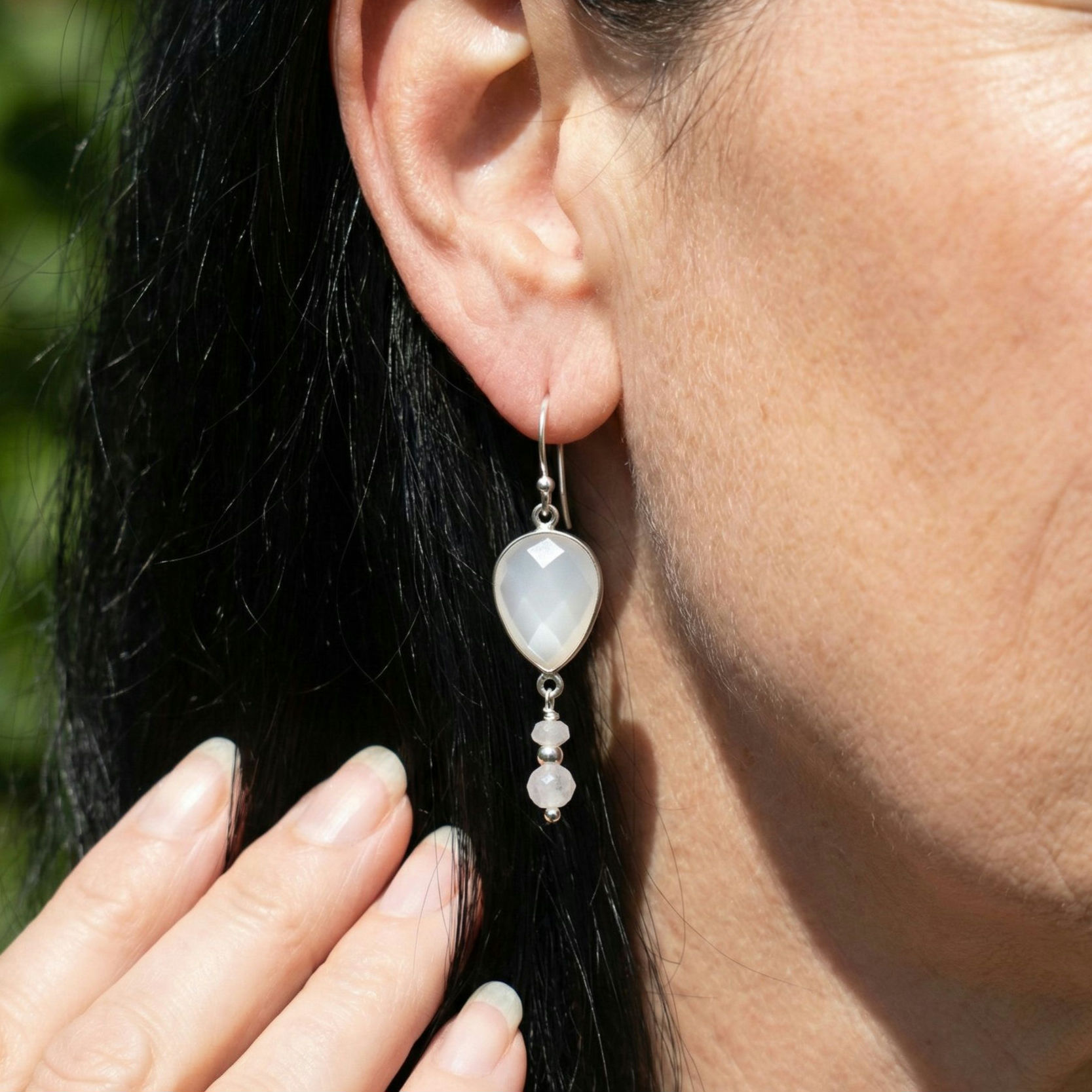 Moonstone Sterling Silver Drop Earrings