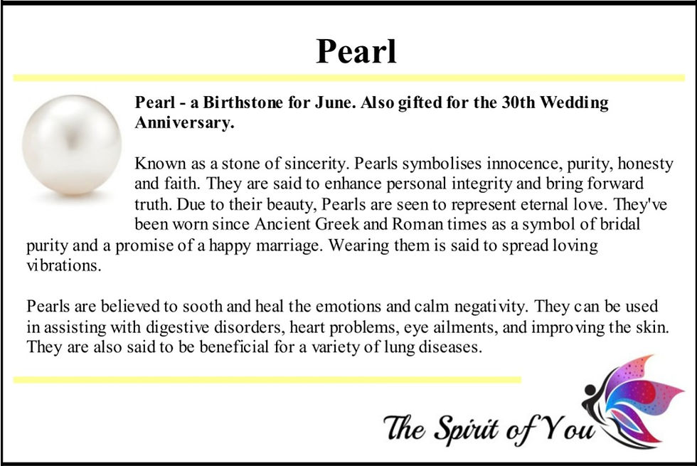 Thumbnail: Card describing the metaphysical properties of Pearls
