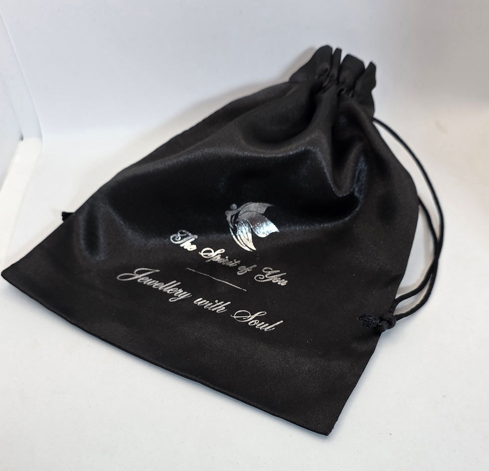 Thumbnail: Black satin pouch with the Spirit of You logo