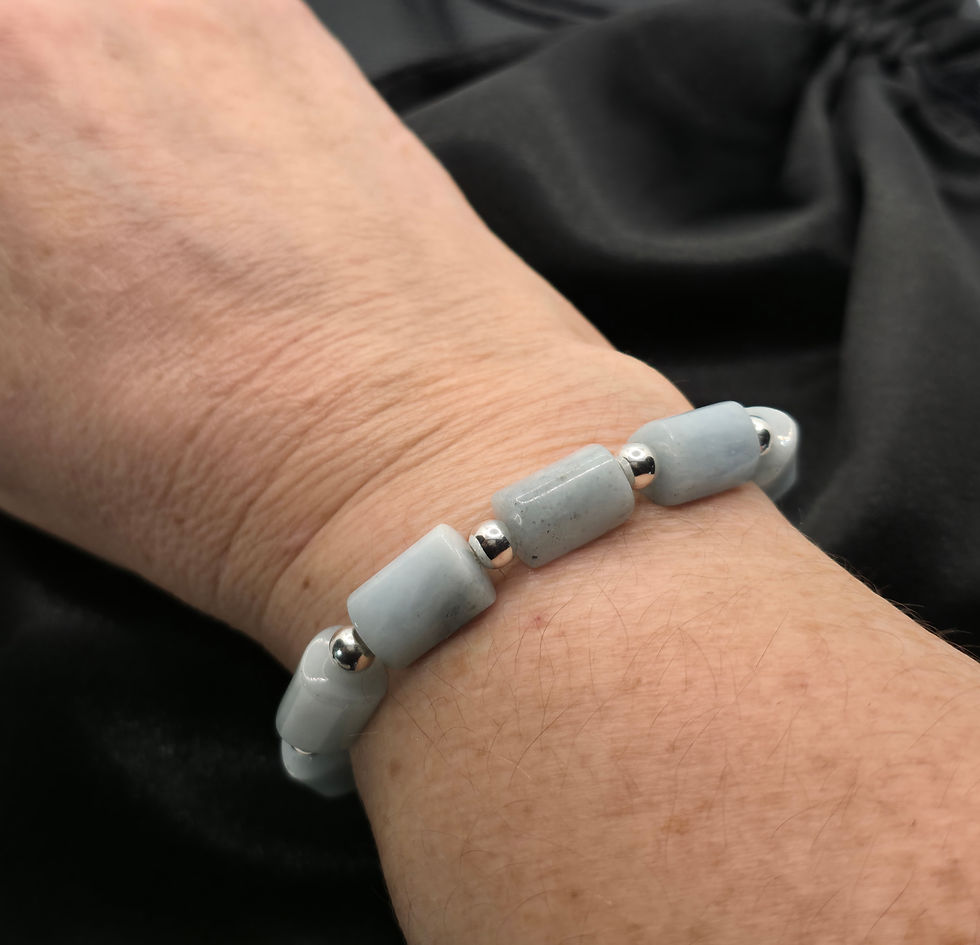Thumbnail: Aquamarine & Sterling Silver Stretchy Bracelet, One of a Ki
