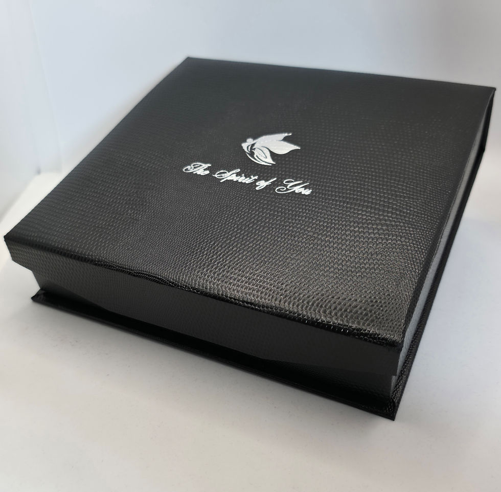 Thumbnail: Black jewellery box with The Spirit of You logo on