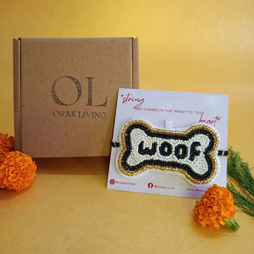 Thumbnail: Woof  Beaded Pet Rakhi - Converts To Key Charm