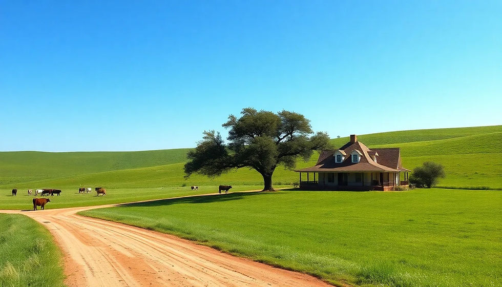 Wide open ranchette property with grassy fields and a clear sky, representing the best place to buy ranchettes in South Texas.