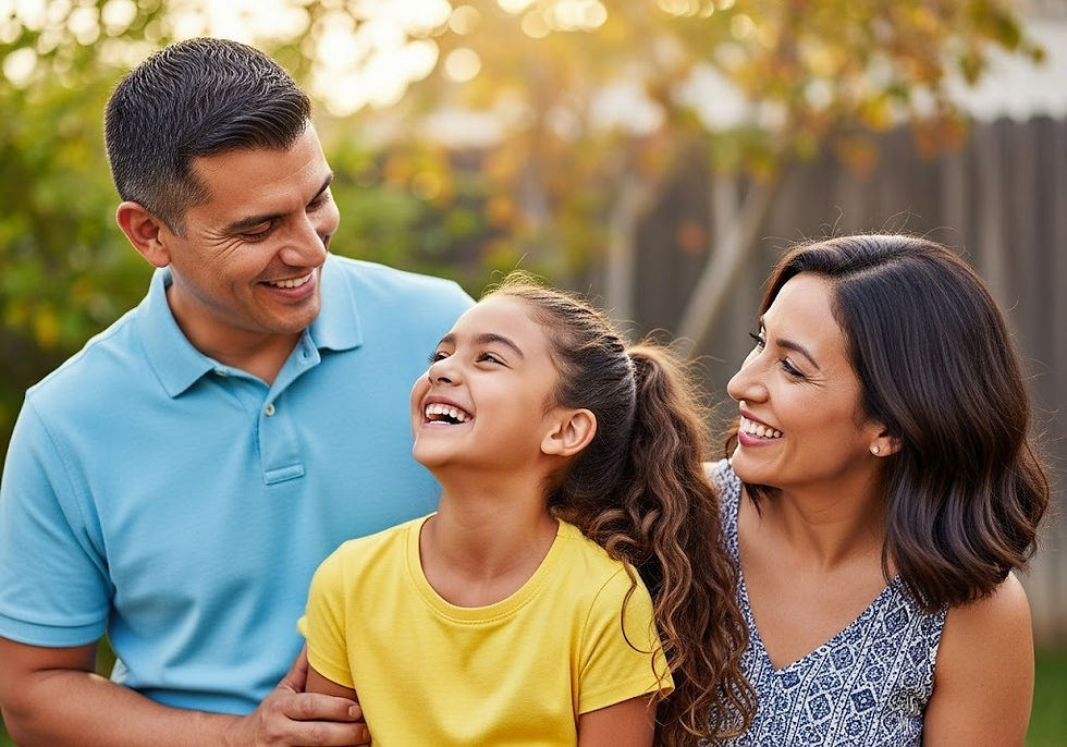 family enjoying their backyard after land investing in McAllen, TX