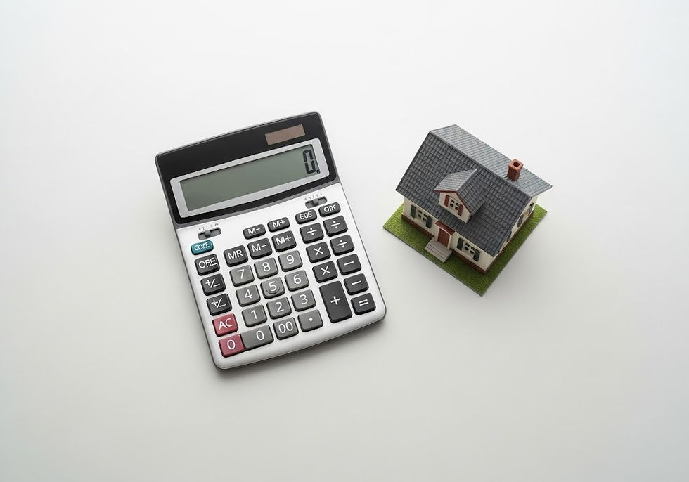 mini house and calculator