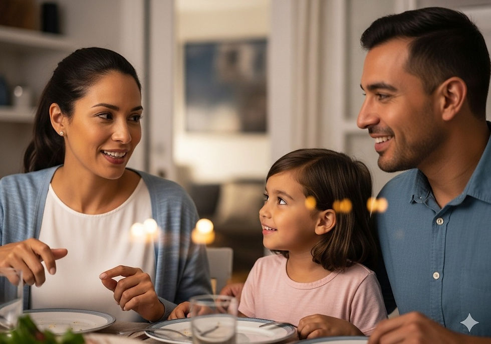 family having dinner at home