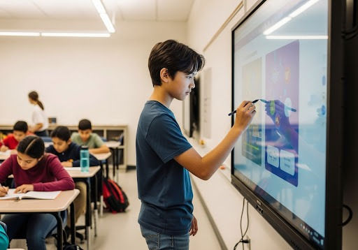 student using interactive panel from interactive panel vendor in Harlingen TX