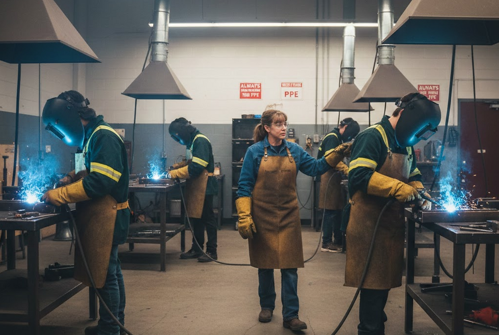 students in a welding class