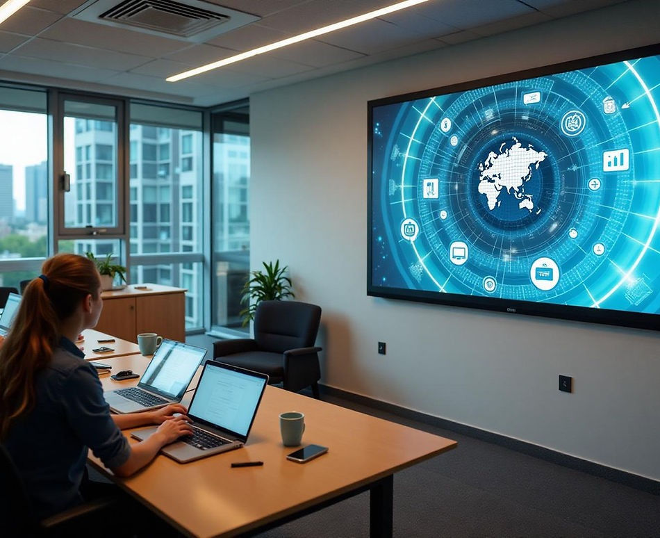 classroom with interactive flat panel