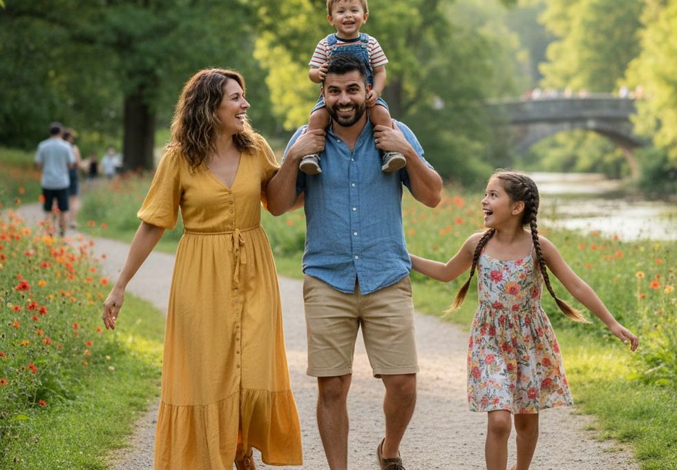 family enjoying a day outside