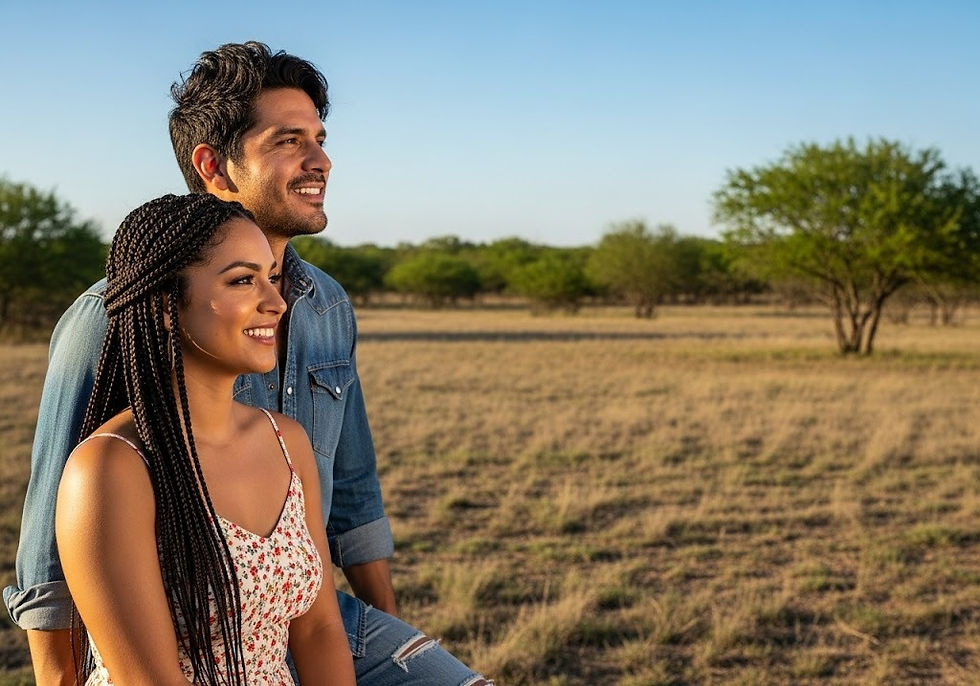 man and woman looking at texas land for sale