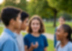 young people talking in park