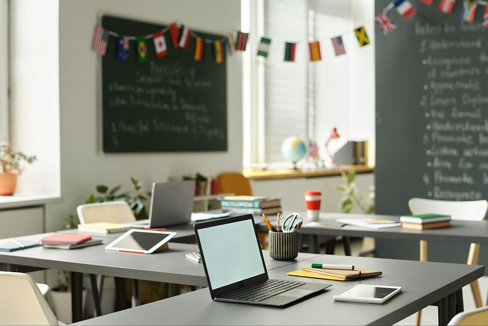 laptop and tablets in classroom