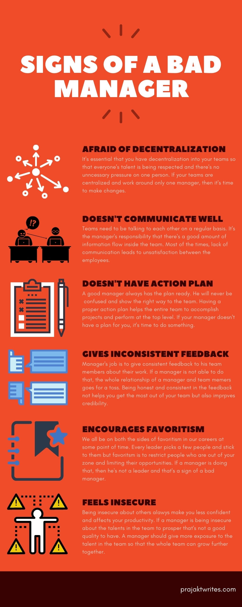 infographic for a bad manager signs