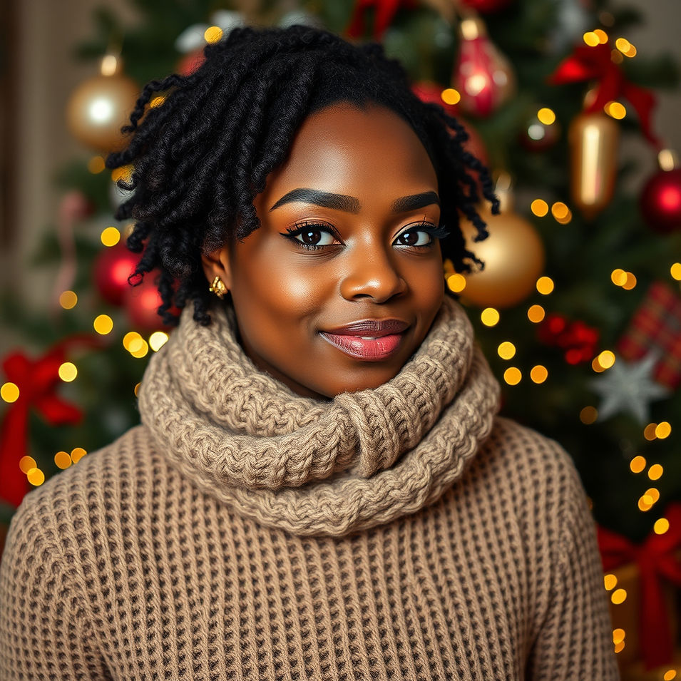 black woman with small locs in Christmas.jpg