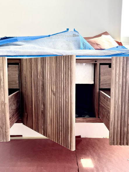 floating walnut vanity