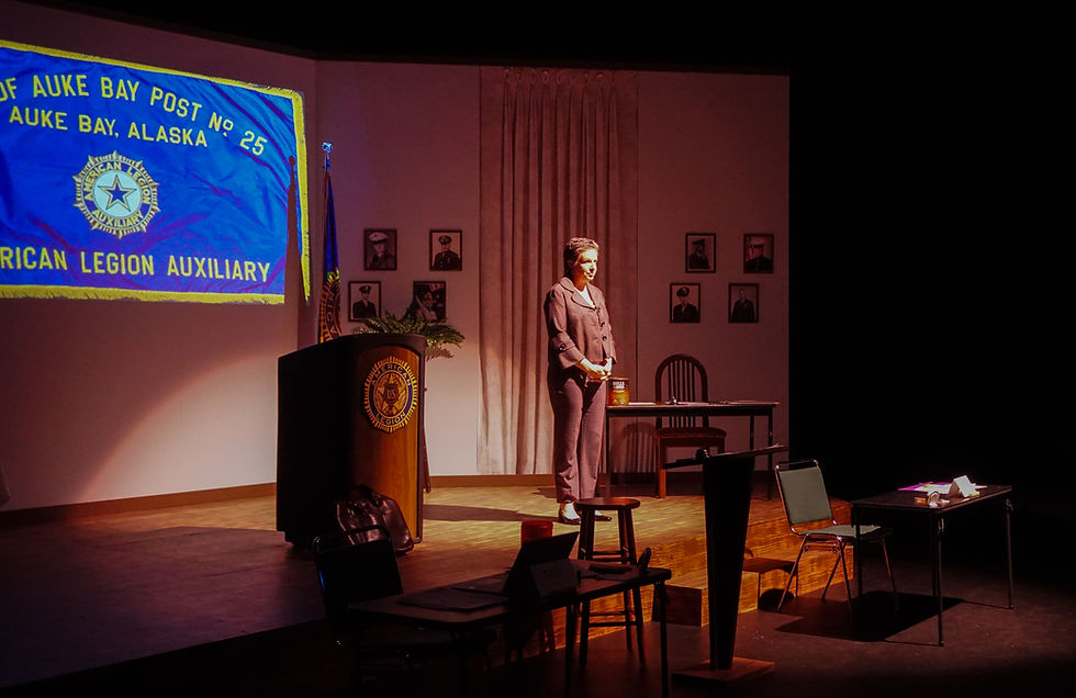 Allison Waid as Heidi Schreck during a rehearsal of "What the Constitution Means to Me" at Perseverance Theatre on Wednesday, Sept. 10, 2025. (Ellie Ruel / Juneau Independent)