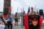 Lt. Gen. Robert Davis speaks at the Veterans Memorial Pole unveiling ceremony at the Southeast Alaska Native Veterans Memorial Park on Wednesday, June 3, 2026. (Jasz Garrett / Juneau Independent)