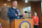 Gov. Mike Dunleavy answers a question during a press conference on the opening day of a special legislative session Saturday, Aug. 2, 2025, at the Alaska State Capitol. (Jasz Garrett / Juneau Independent)
