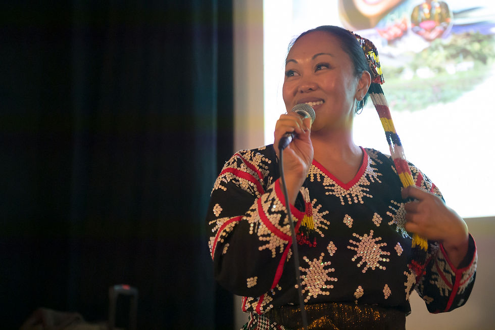 Ketchikan resident Alma Manabat Parker, whose story is featured in the film “Bridging Our Stories,” speaks during a panel discussion at Gold Town Theater on Sept. 19, 2026. (Jasz Garrett / Juneau Independent)