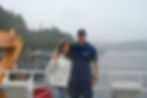 Student Engineer Joshua Dees and his wife, Angel, wait for the Storis to get underway for its transit to downtown Juneau on Saturday, Aug. 9, 2025. (Jasz Garrett / Juneau Independent)