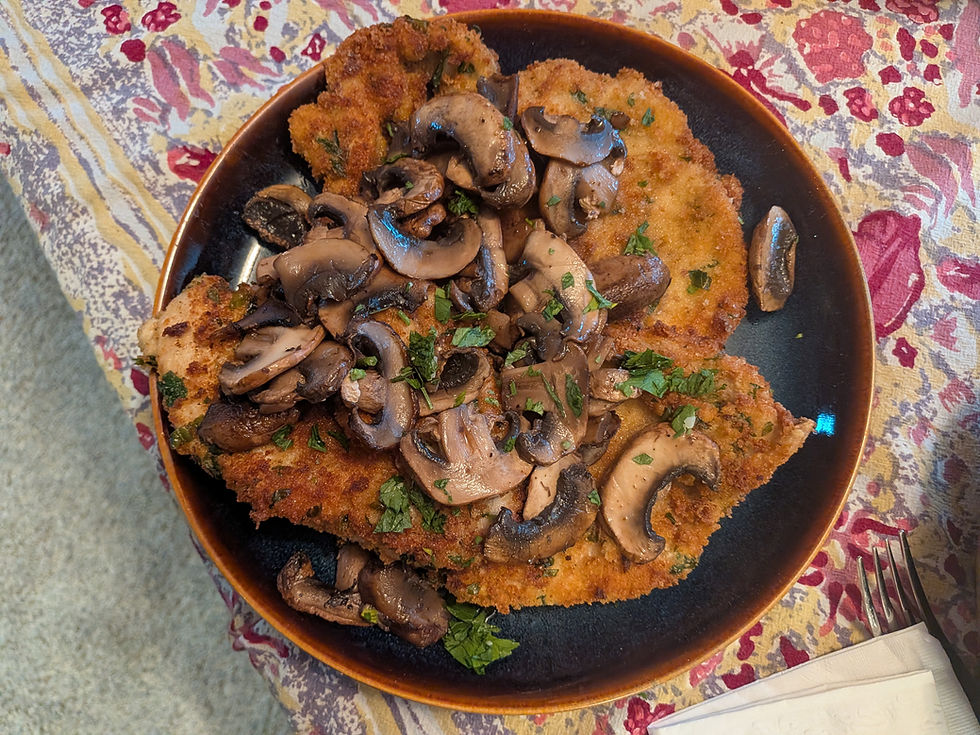 Chicken with sauteed mushrooms. (Photo by Patty Schied)