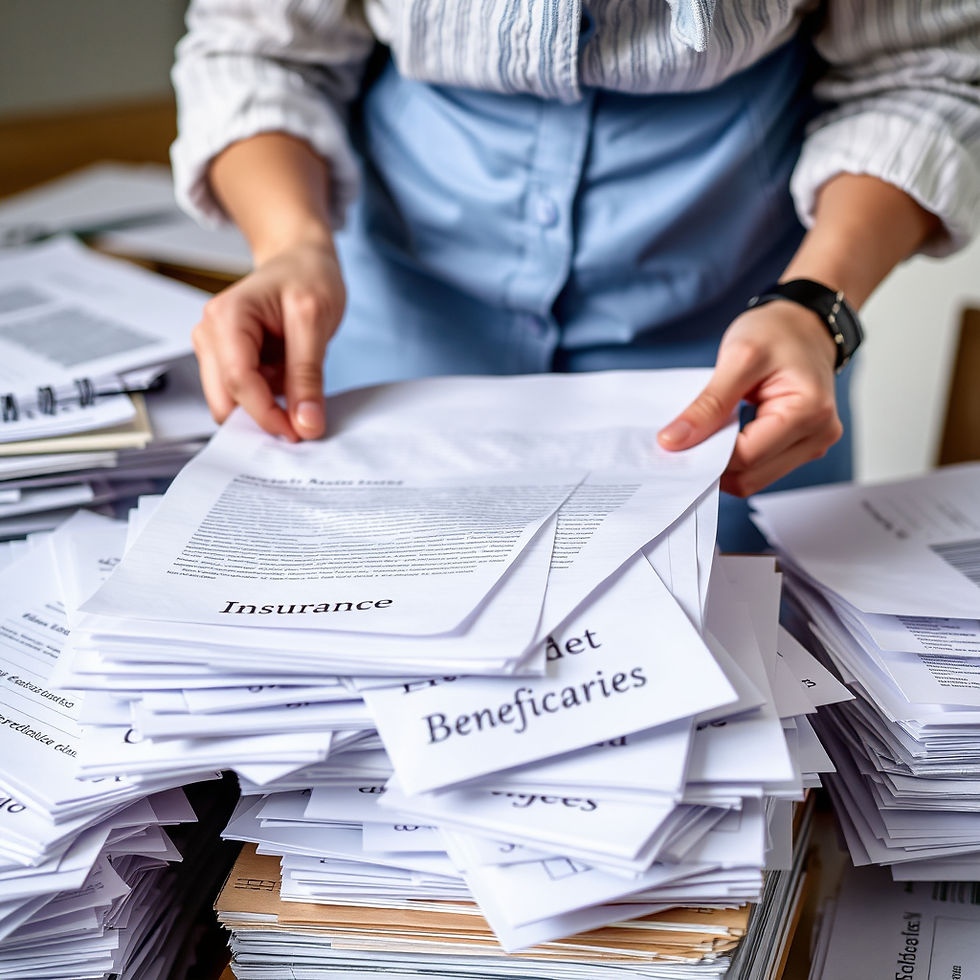 Person going through insurance papers