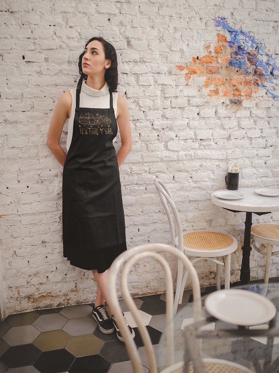 Thumbnail: Fall Rhinestone Apron with Leaf, Latte & Football Design