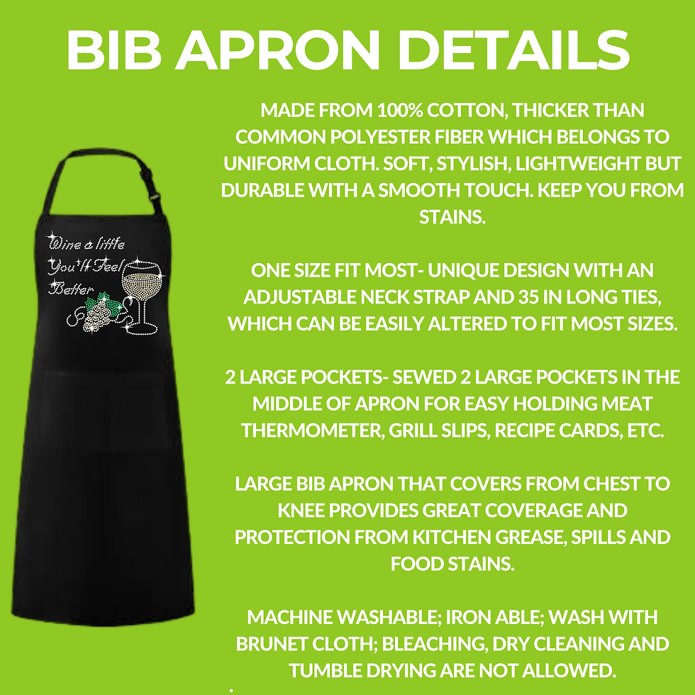 Thumbnail: Rhinestone apron for wine lovers with sparkling wine glass design on the front