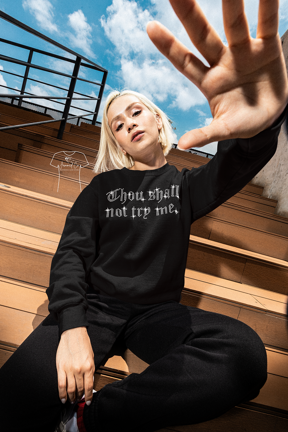 Thumbnail: Thou Shall Not Try Me Bling Graphic Apparel | Sassy Shirt For Her