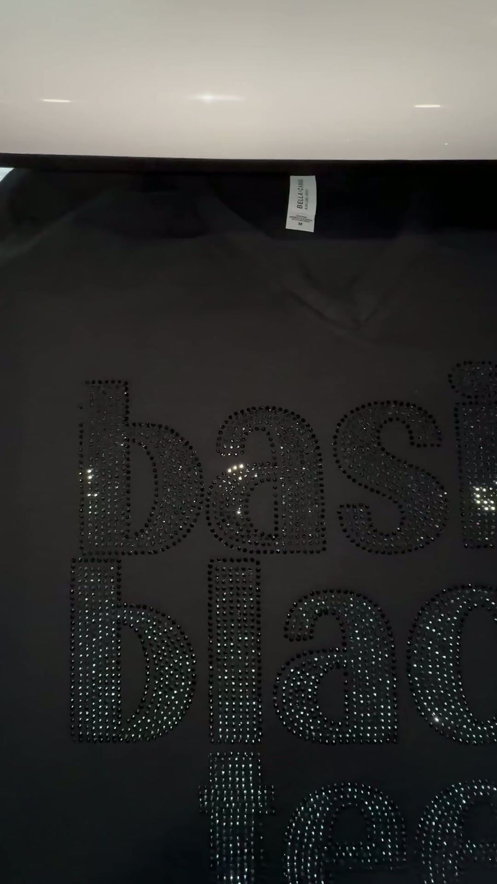Thumbnail: Basic Black Tee Rhinestone Shirt, Sparkly Bella Canvas Unisex T-Shirt
