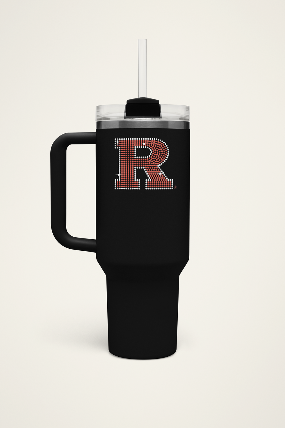 Thumbnail: Official Rutgers University rhinestone decal with red and clear stones).