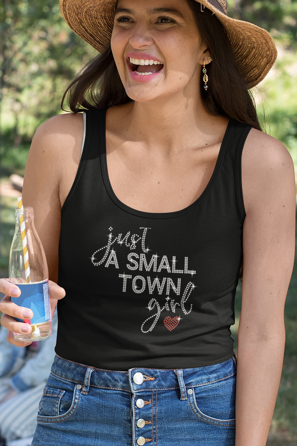 Thumbnail: Small Town Girl Rhinestone Sweatshirt, Custom Rhinestone Apparel,  Gift for Her