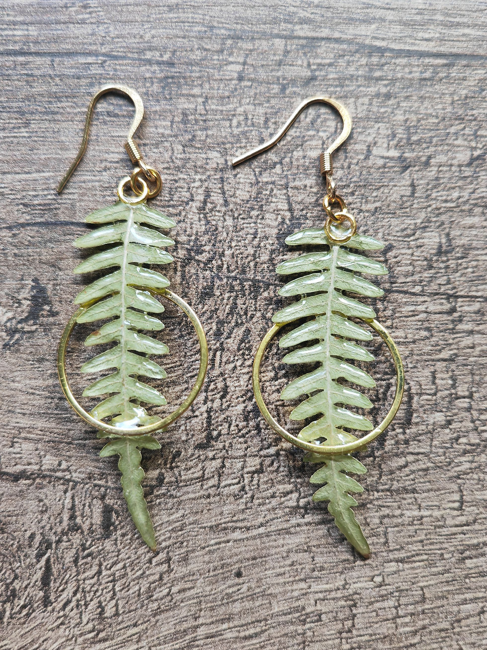 Miniature : Boucles d'oreilles "fougère 057"