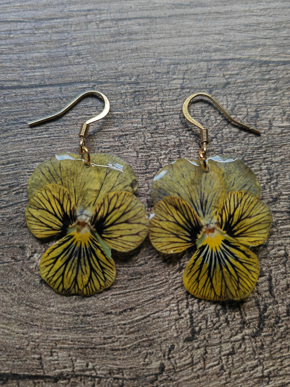 Miniature : Boucles d'oreilles "Pensée jaune nervure"