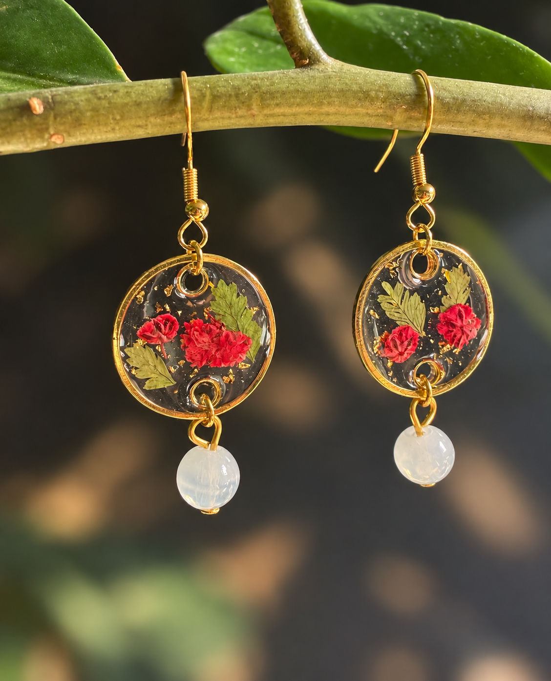 Boucles d'oreilles " Fougère duo"