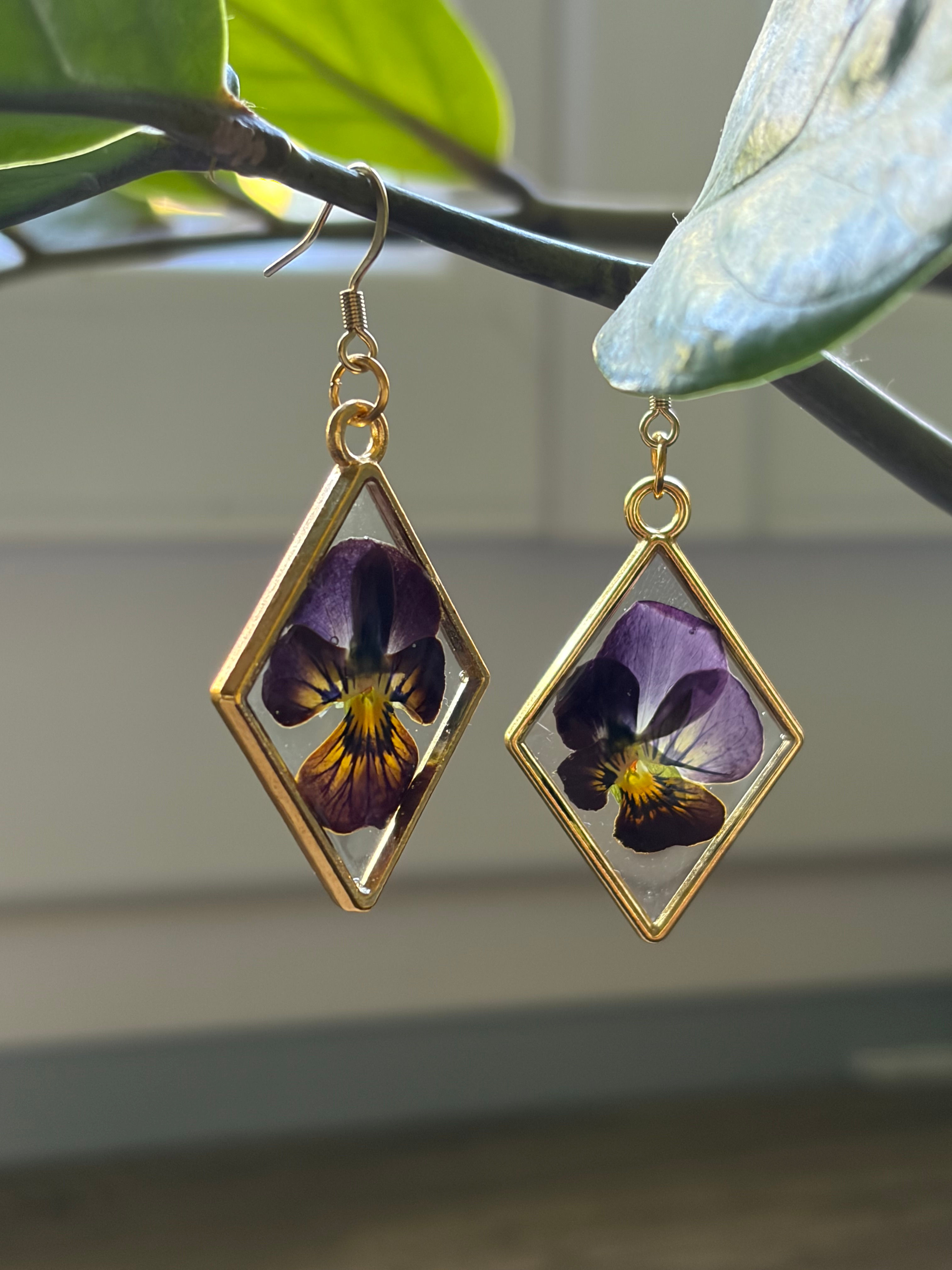 Boucles d'oreilles "Pensée losange"