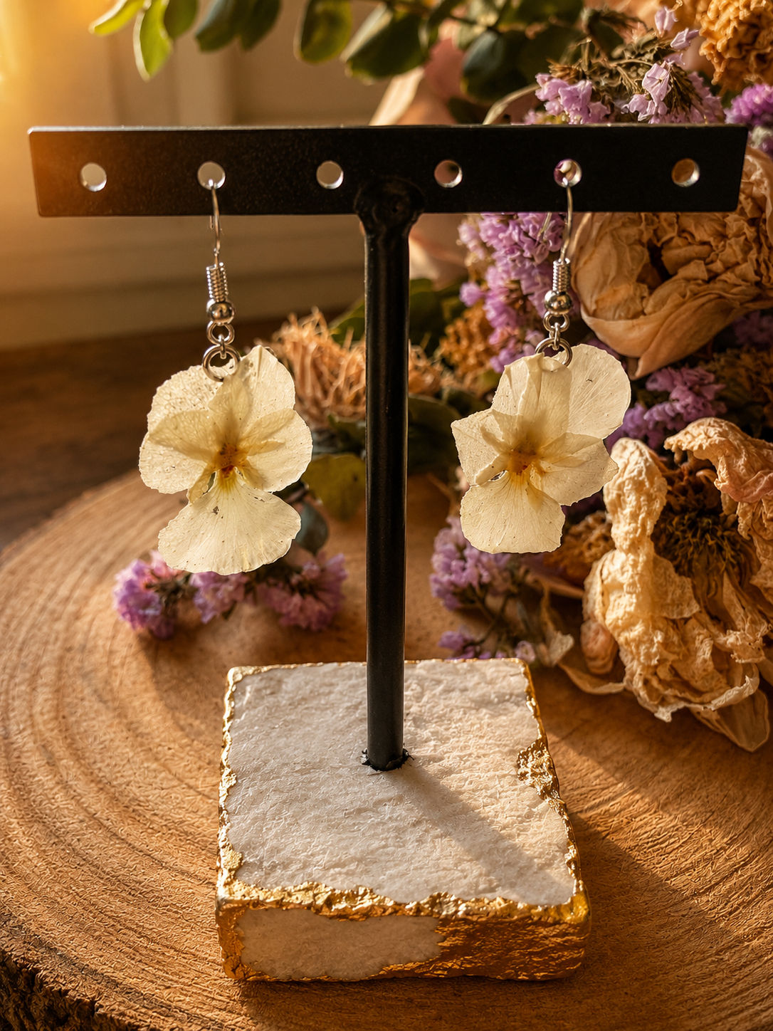 Boucles d'oreilles "Blanche piquée"