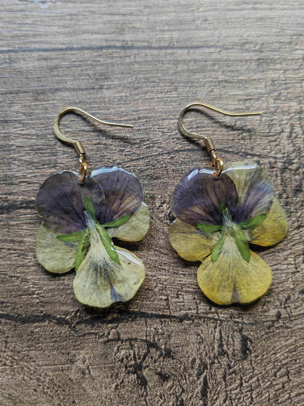Miniature : Boucles d'oreilles "Pensée jaune nervure"