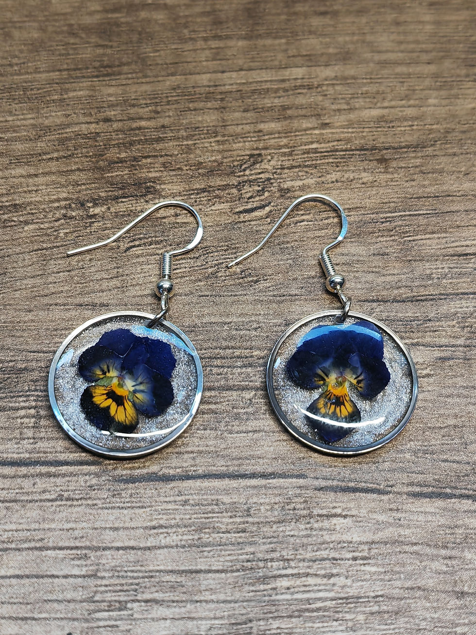 Miniature : Boucles d'oreilles "  pensée bleu "