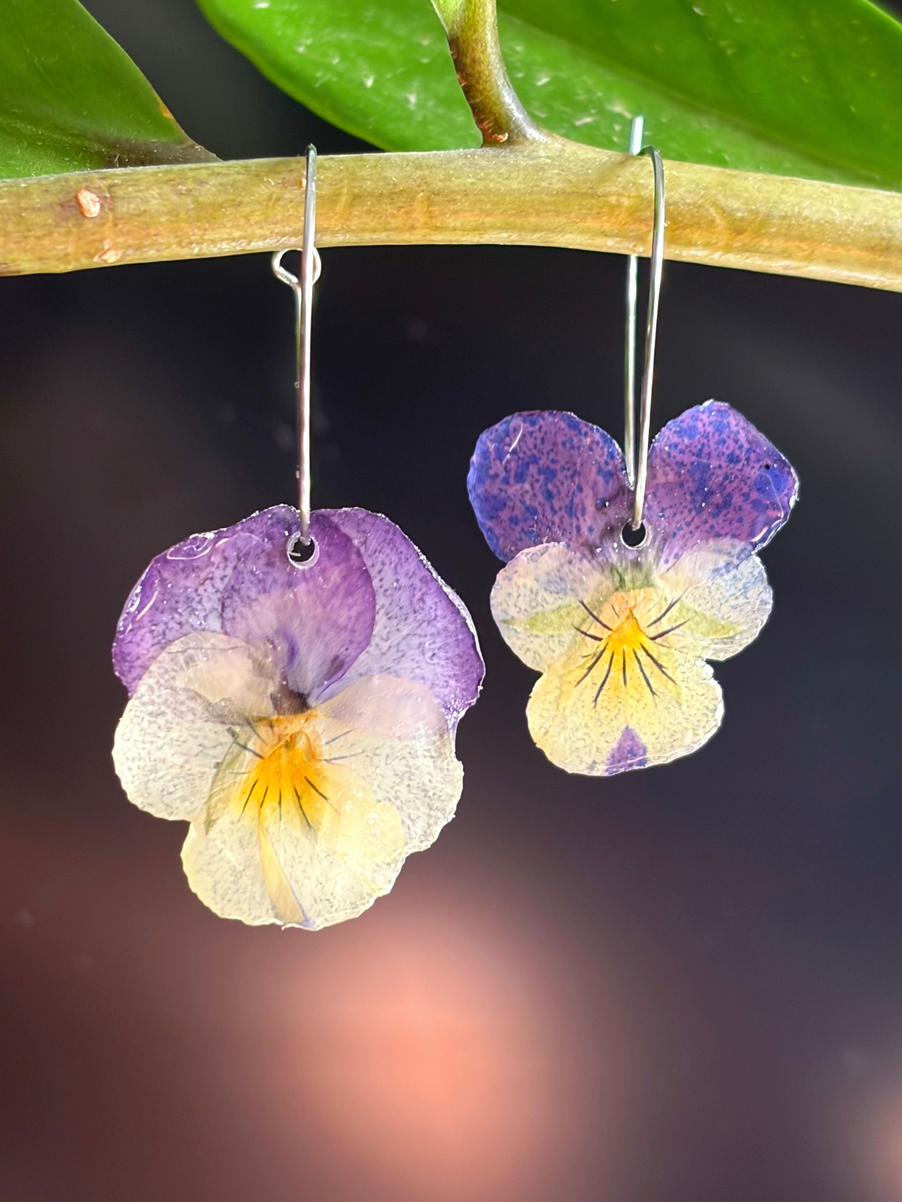 Boucles d'oreilles "Pensée anneau parmette"