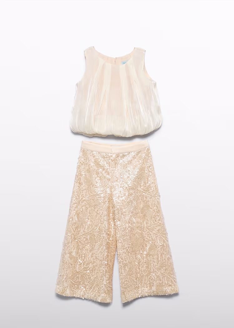 Completo pantalone paillettes bambina