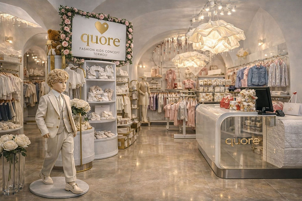 Wide interior photo of the Quore Termoli kids fashion boutique