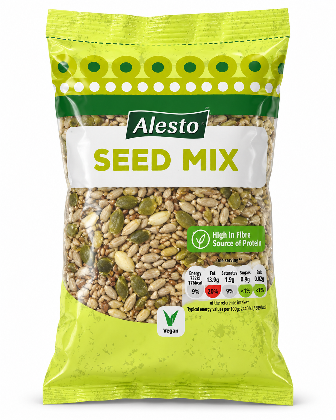 Alesto Seed Mix 250g Vegan High Fibre Protein Sunflower Pumpkin Hemp Linseed