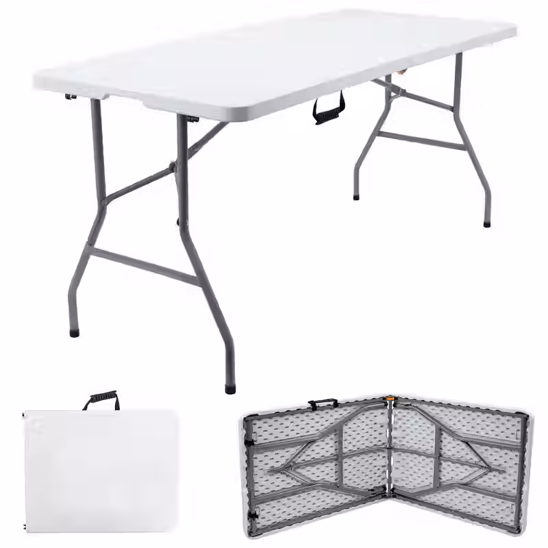 5ft 1.5m Heavy Duty Folding Table, Folding Camping Table with Handles