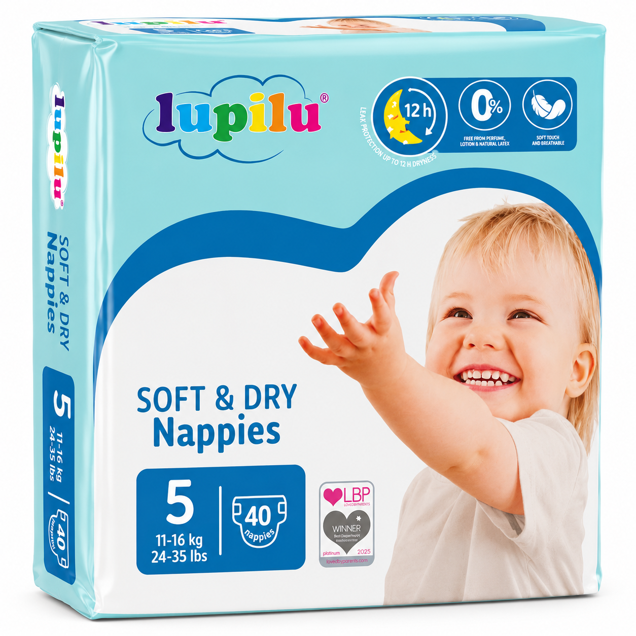 Lupilu Soft & Dry Nappies Size 5 11-16kg Leak Protection Pack of 40 Nappies