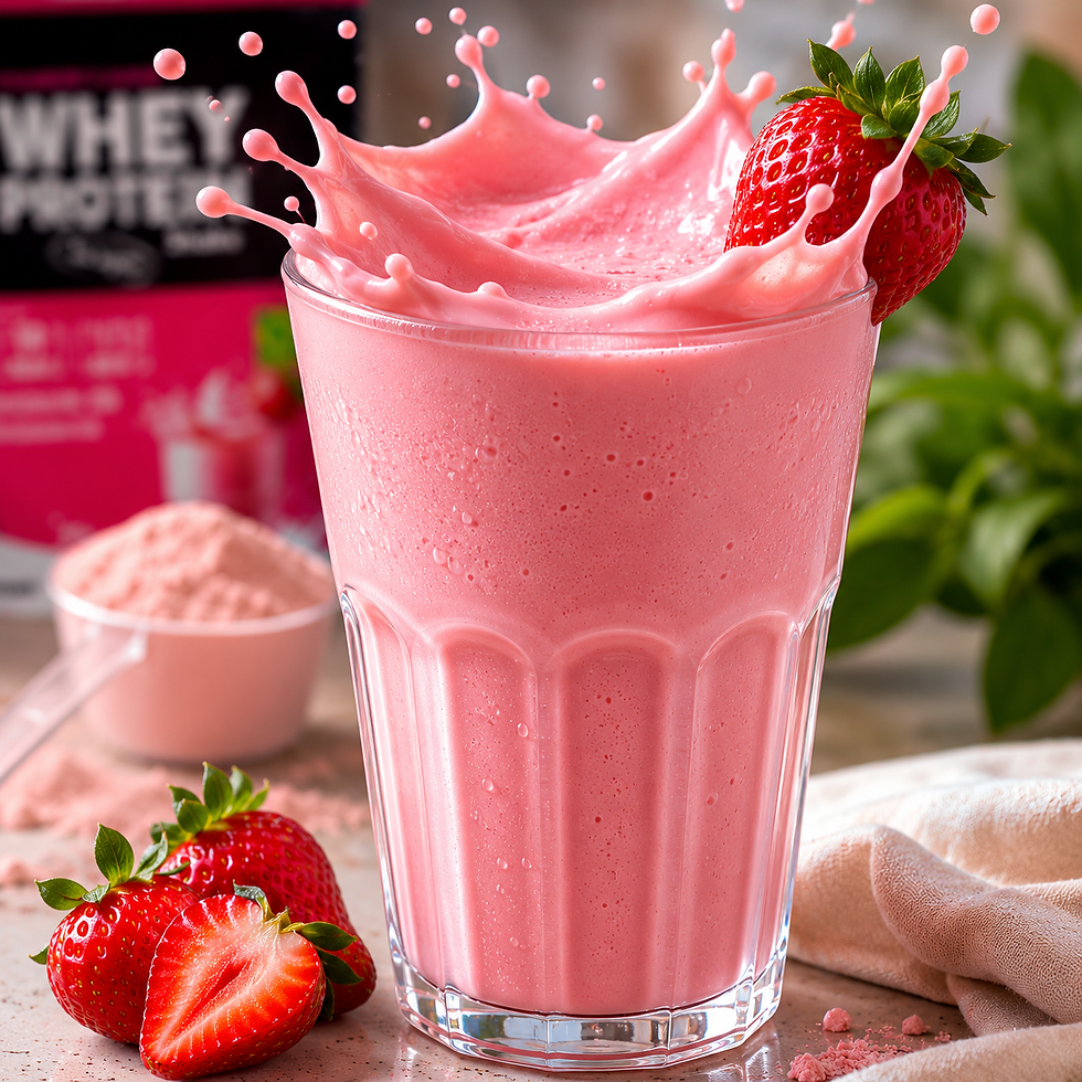 Thumbnail: HealthyFit Strawberry Whey Protein Powder 480g High Protein Low Sugar Shake
